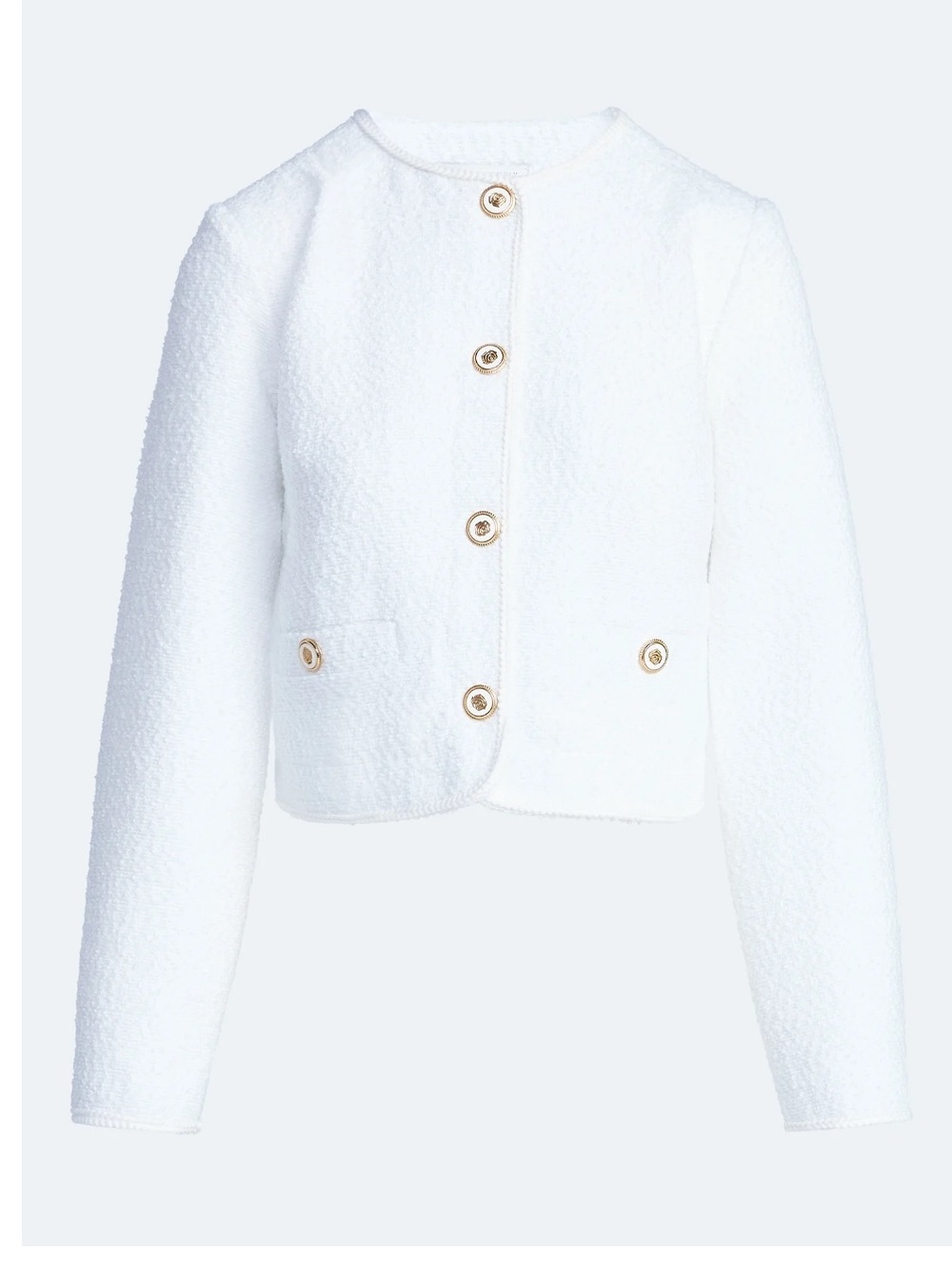 Free Assembly Women's Collarless Nubby Jacket with Long Sleeves